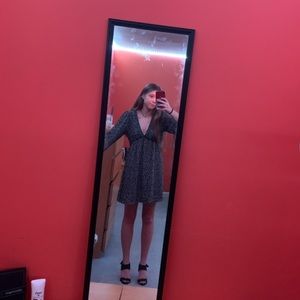 Black/white Pretty Floral Dress V-cut